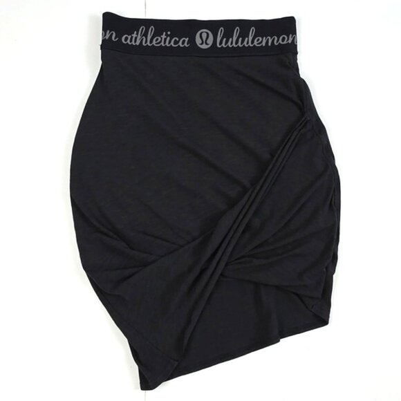 Lululemon Rare Inner Essence Skirt Black High Rise Slate Drape Stretch Size 6 - Picture 3 of 12